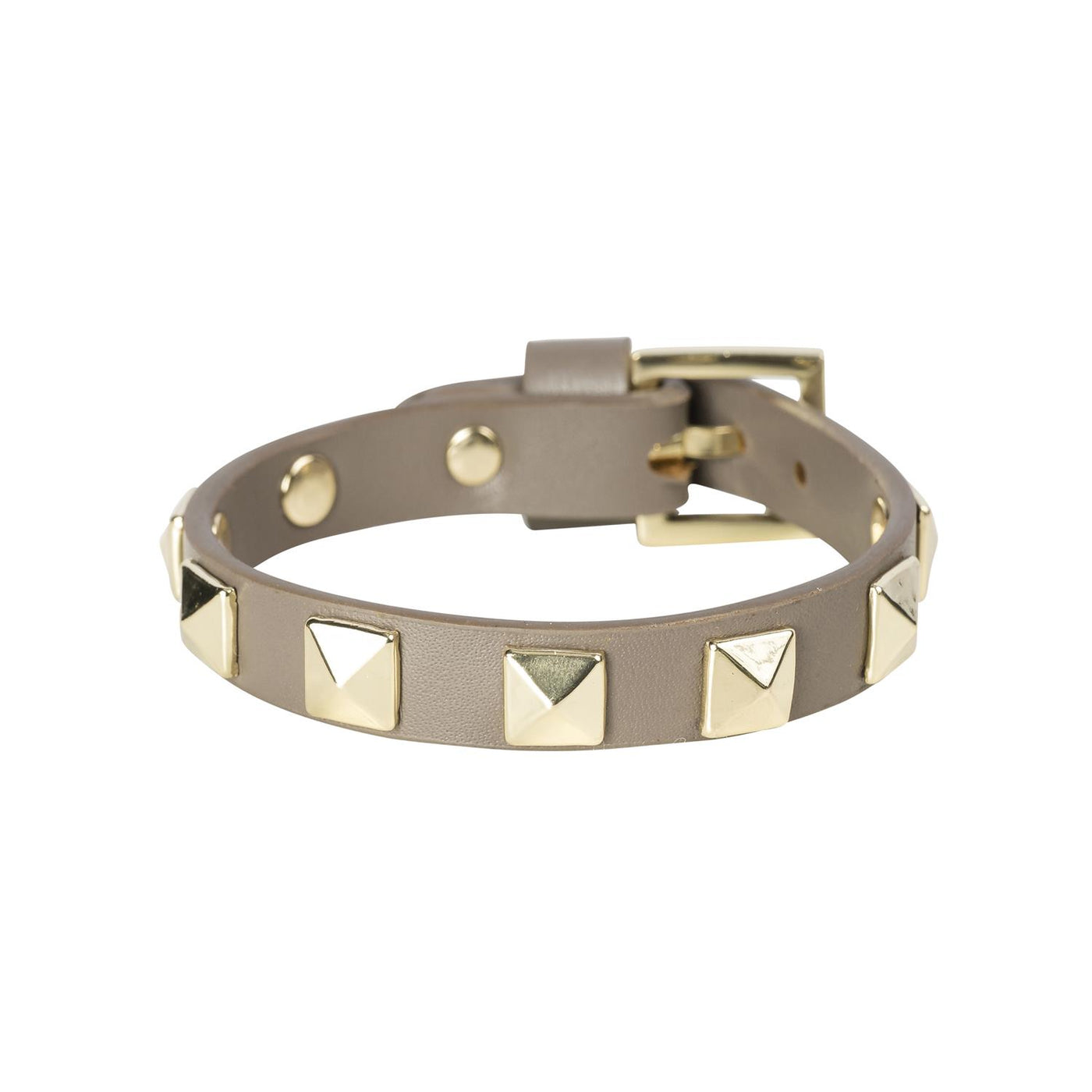 Leather stud bracelet /  dark taupe w/gold
