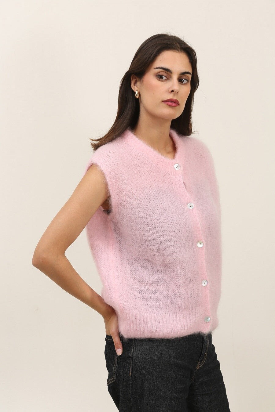 Elle & Rosa  Mohair vest med knapper