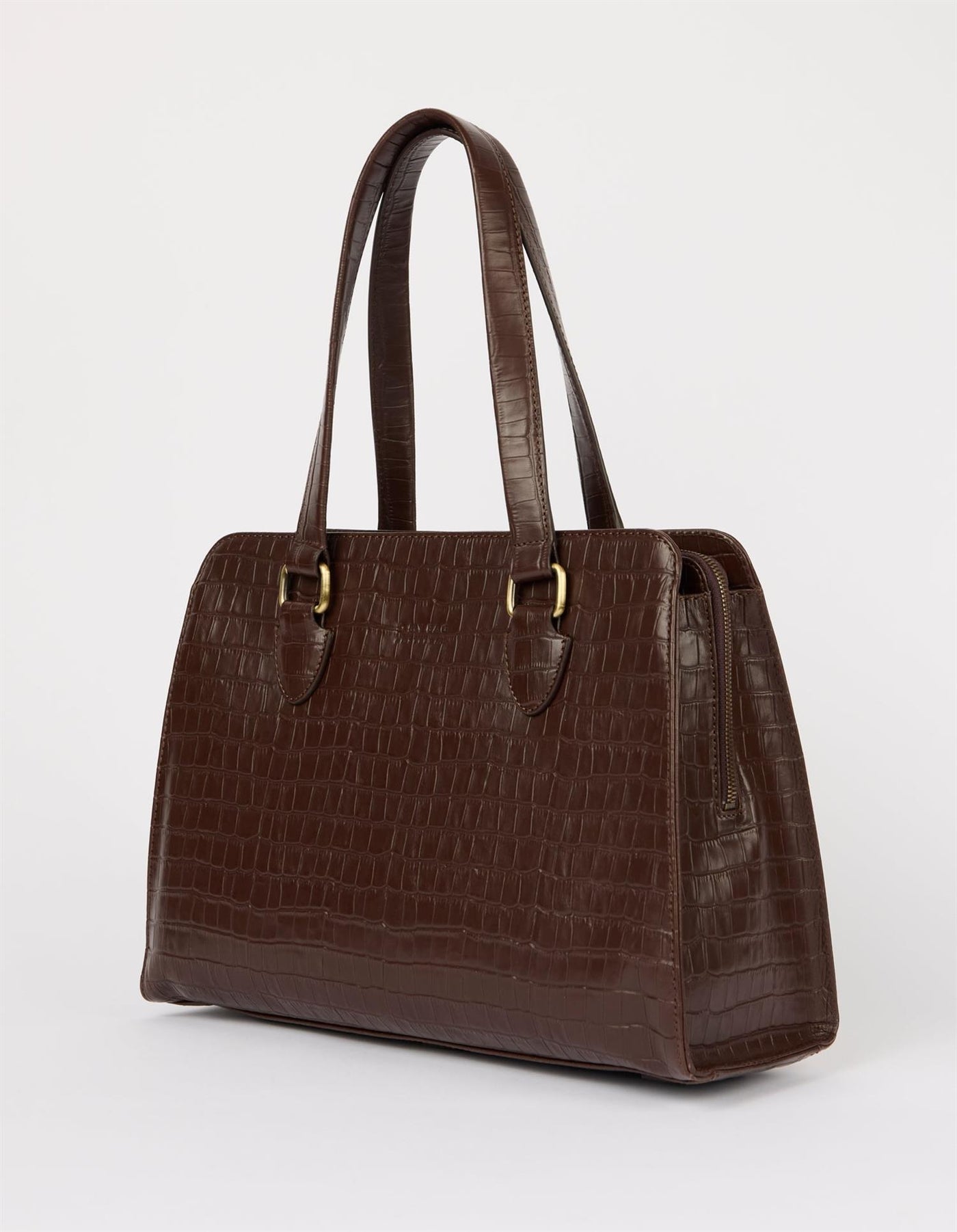 O My Bag  Blair-Chocolate Croco Print Leather