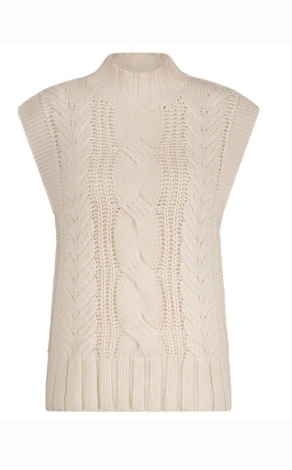 Red Button  Sleeveless Cable