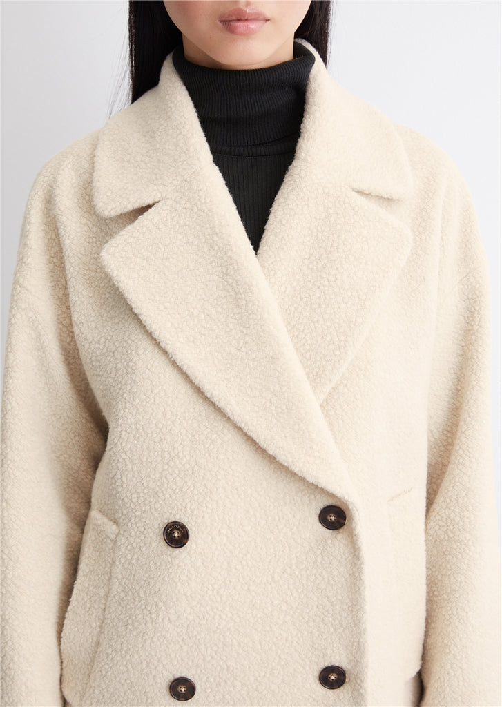 Curly wool long jacket