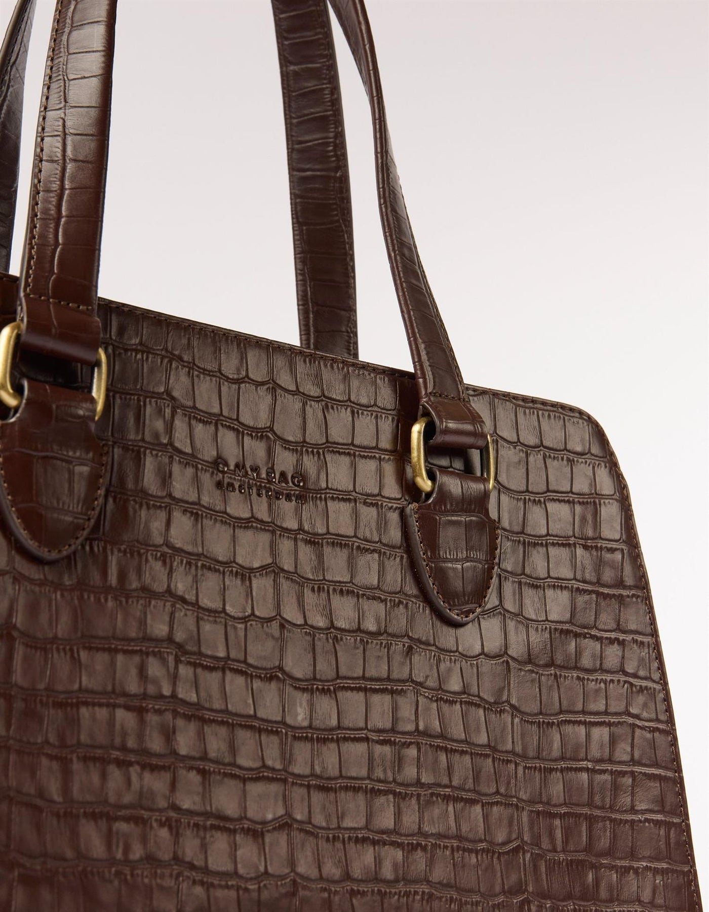 O My Bag  Blair-Chocolate Croco Print Leather