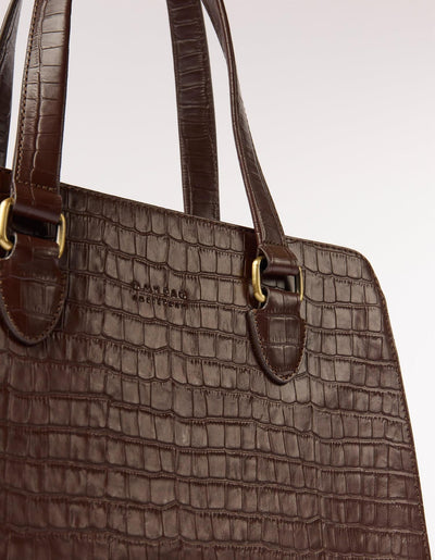 O My Bag  Blair-Chocolate Croco Print Leather