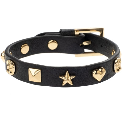 Leather Sign Stud Bracelet