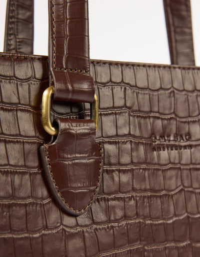 O My Bag  Blair-Chocolate Croco Print Leather