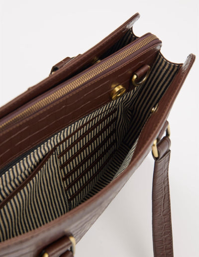 O My Bag  Blair-Chocolate Croco Print Leather