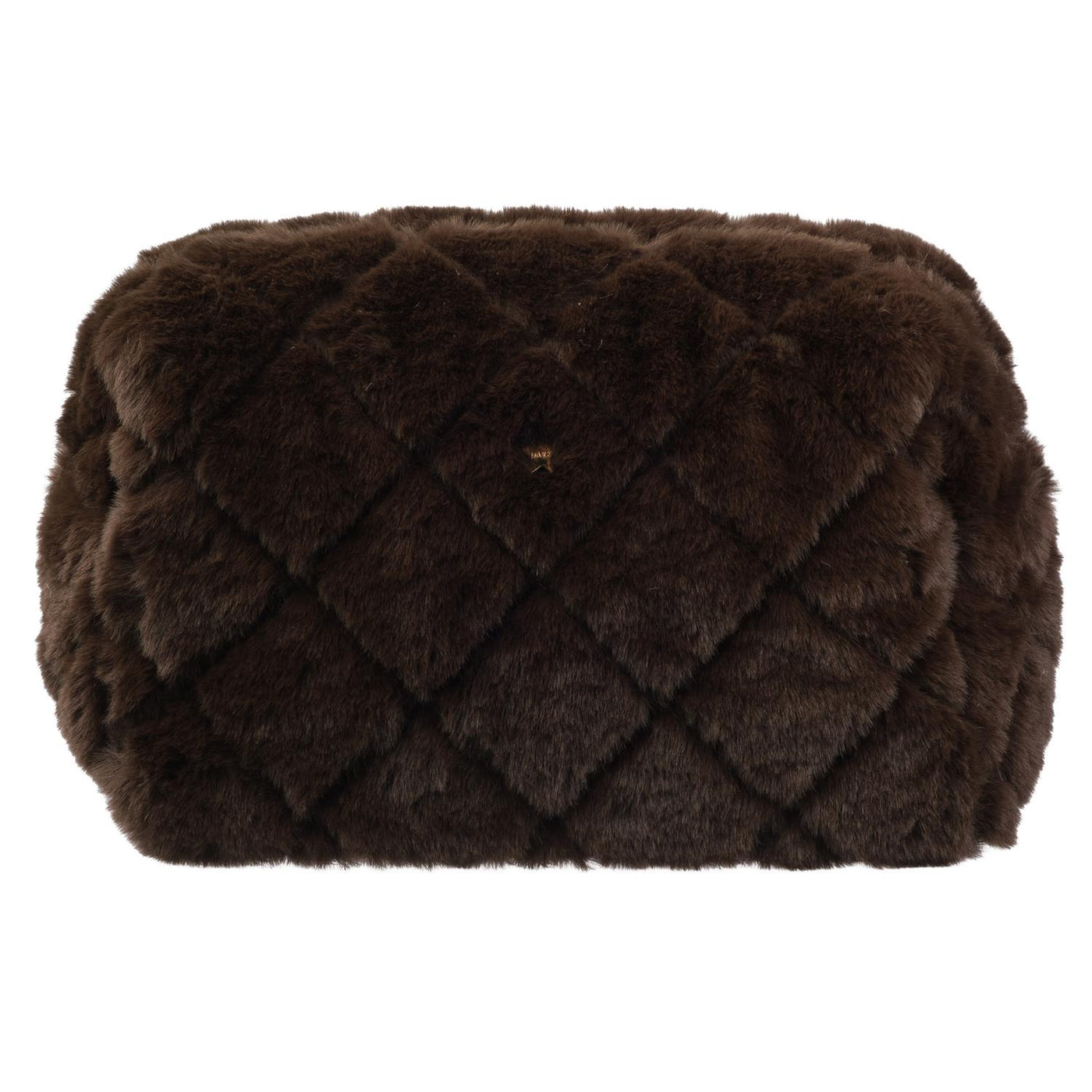 DARK  Faux Fur Quilted Make-Up Pouch Large