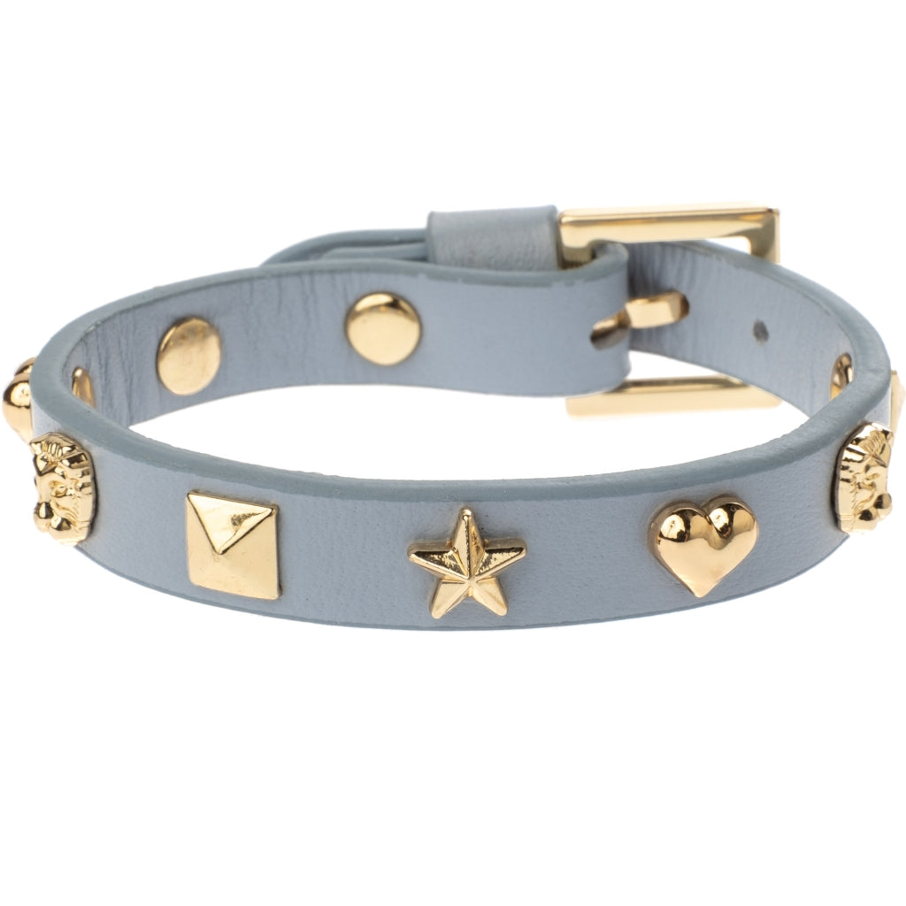 Leather Sign Stud Bracelet