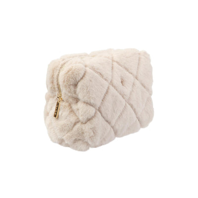DARK  Faux Fur Quilted Small Pouch