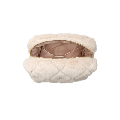 DARK  Faux Fur Quilted Small Pouch