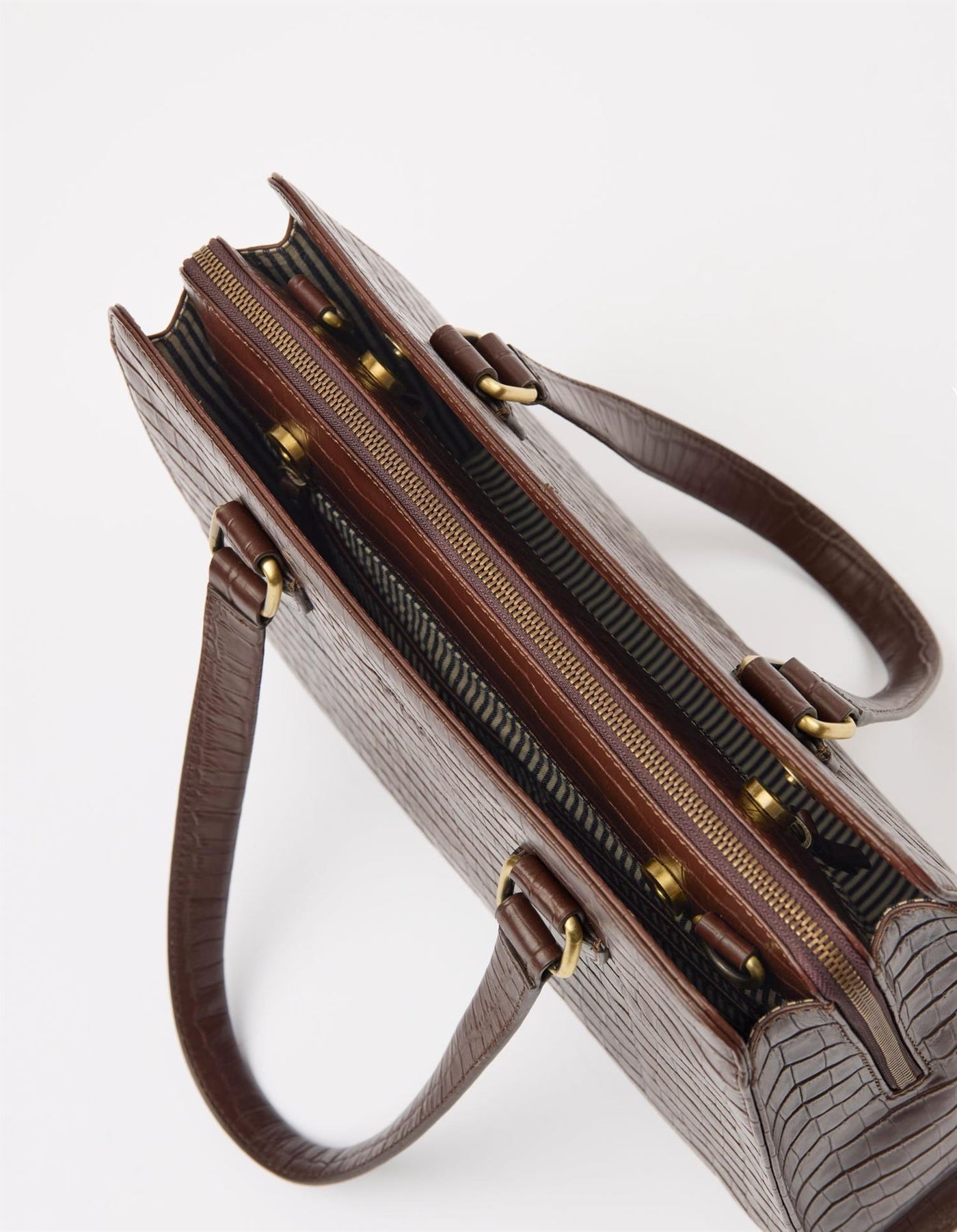 O My Bag  Blair-Chocolate Croco Print Leather