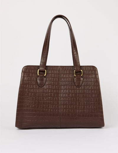 O My Bag  Blair-Chocolate Croco Print Leather