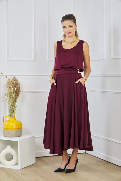 Elle & Rosa  Satengskjørt m/gullknapper