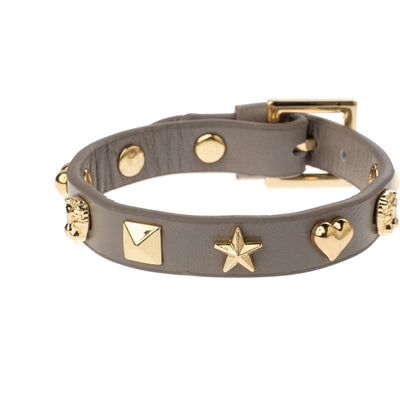 Leather Sign Stud Bracelet