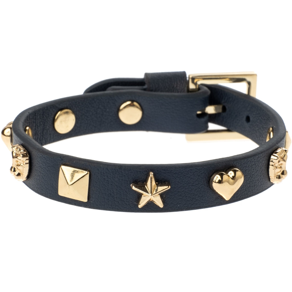 Leather Sign Stud Bracelet