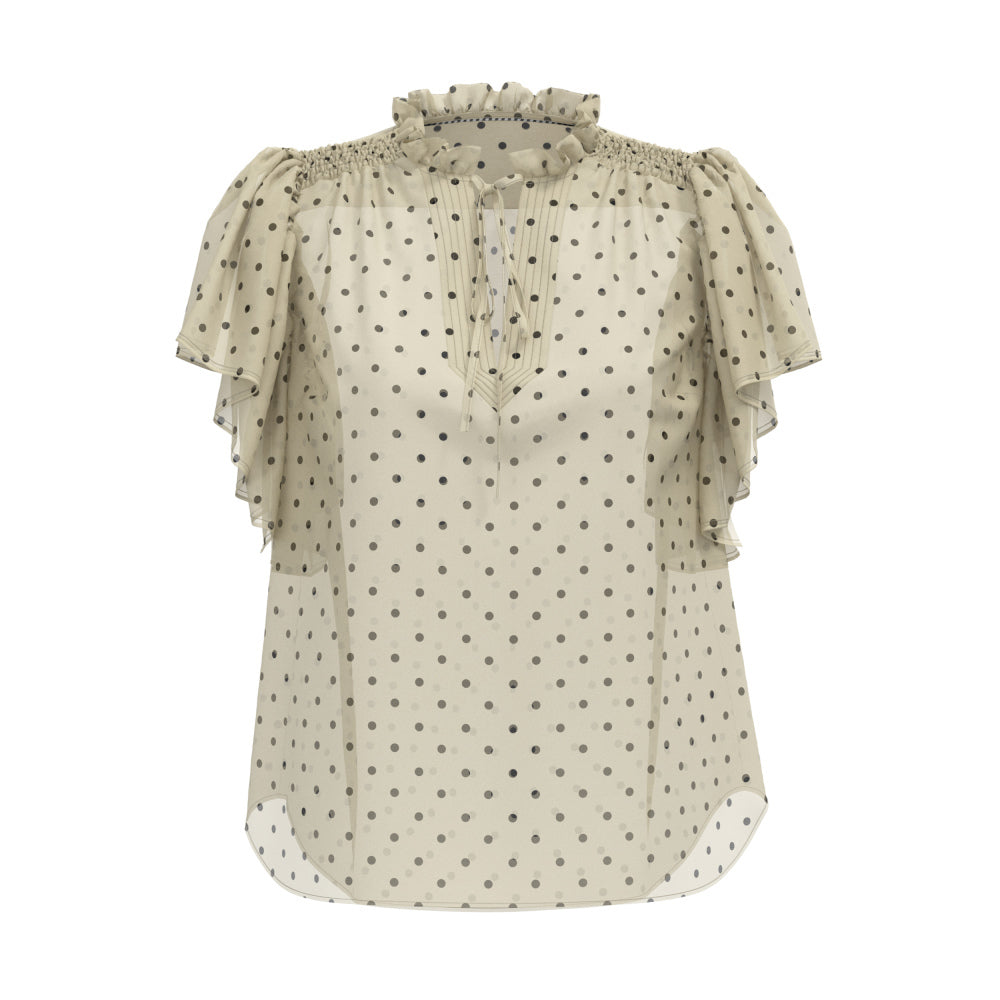 Dionne Dot Frill Top