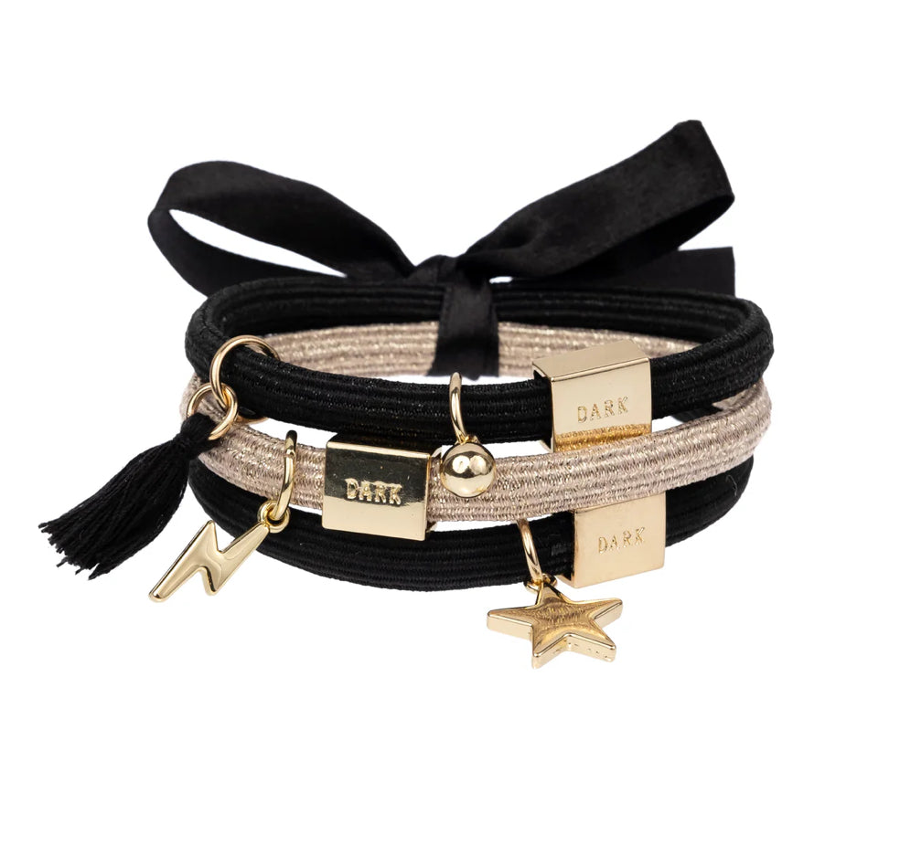DARK  Hair Ties 3 pk Charm Combo