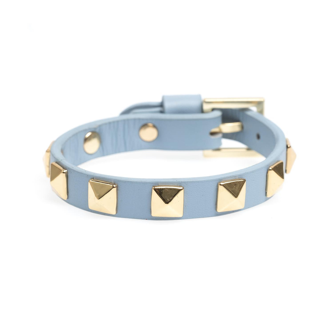 Leather Stud Bracelet/cool blue