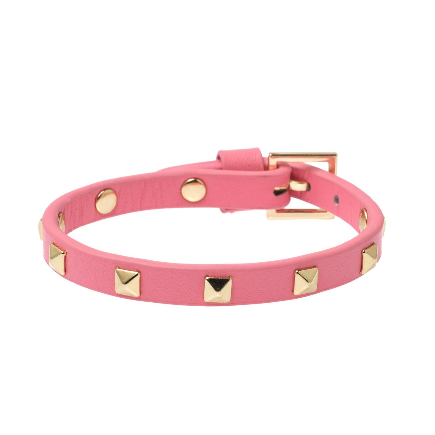 Leather Stud Bracelet Mini/Geranium pink