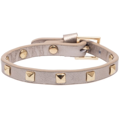 Leather Stud Bracelet Mini / Champagne Metallic