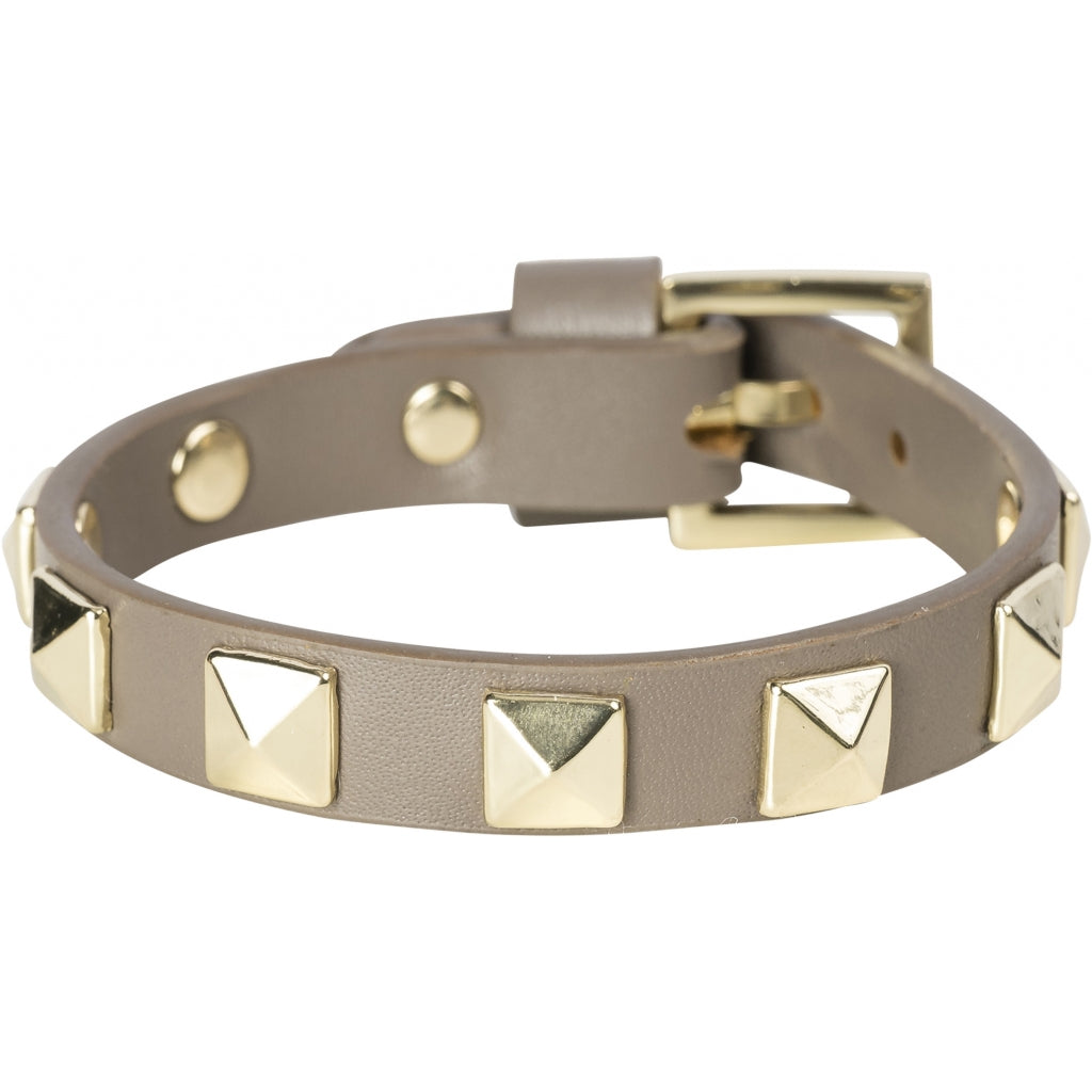 Leather stud bracelet /  light taupe