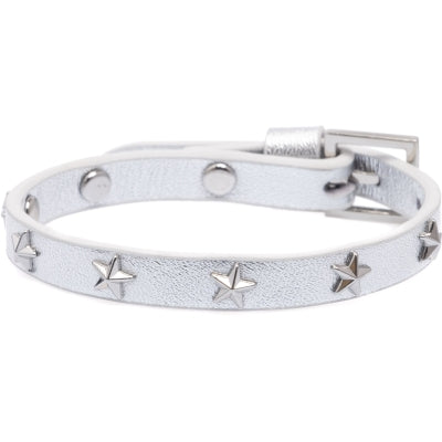 Leather Star Stud Bracelet Mini Silver Metallic w/gold