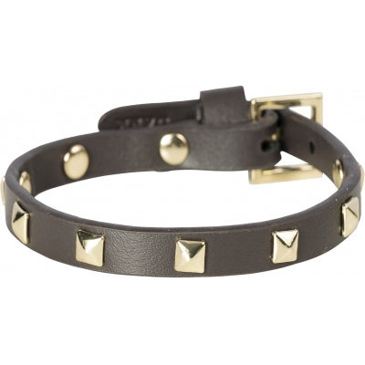 Leather Stud Bracelet Mini/choc brown