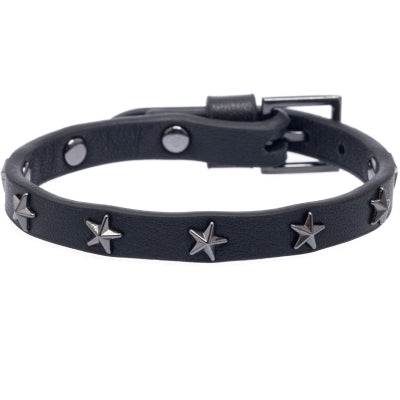 Leather Star stud bracelet mini Silver