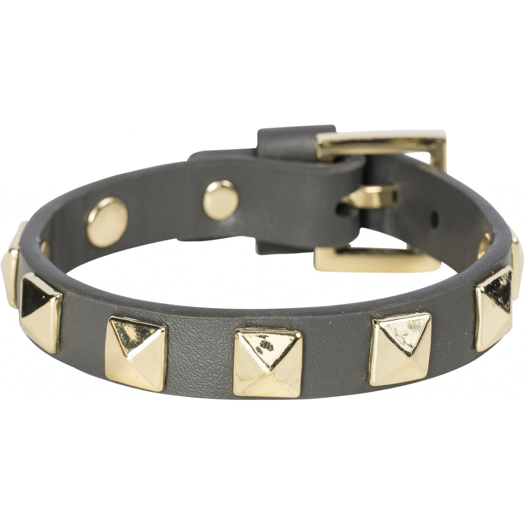 Leather stud bracelet / grå