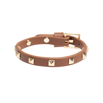 Leather Stud Bracelet Mini/choc brown