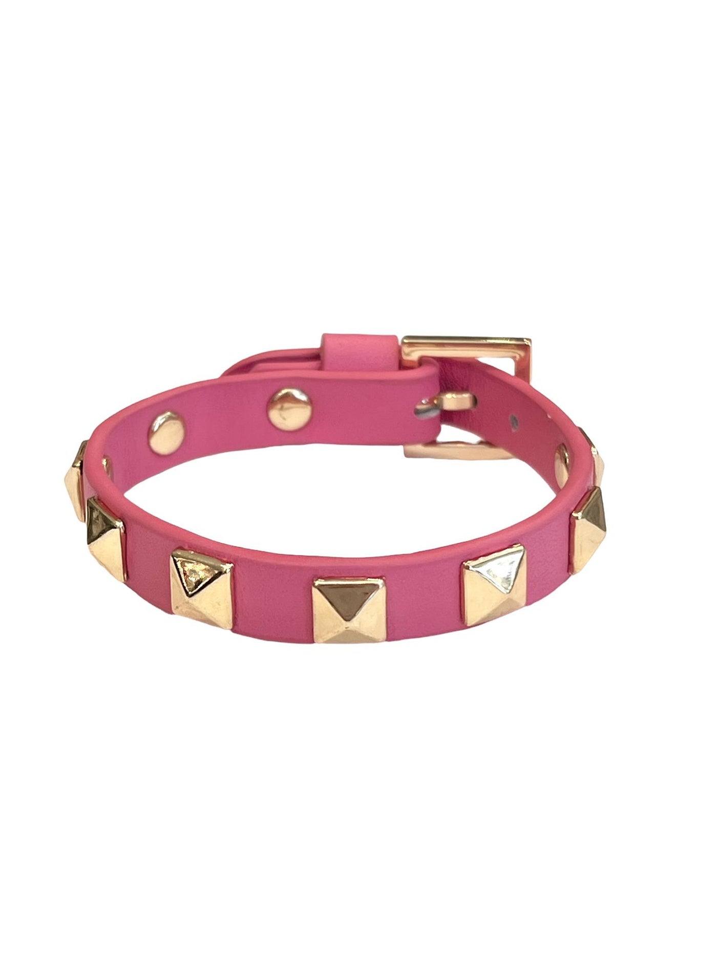 Leather Stud Bracelet /pink