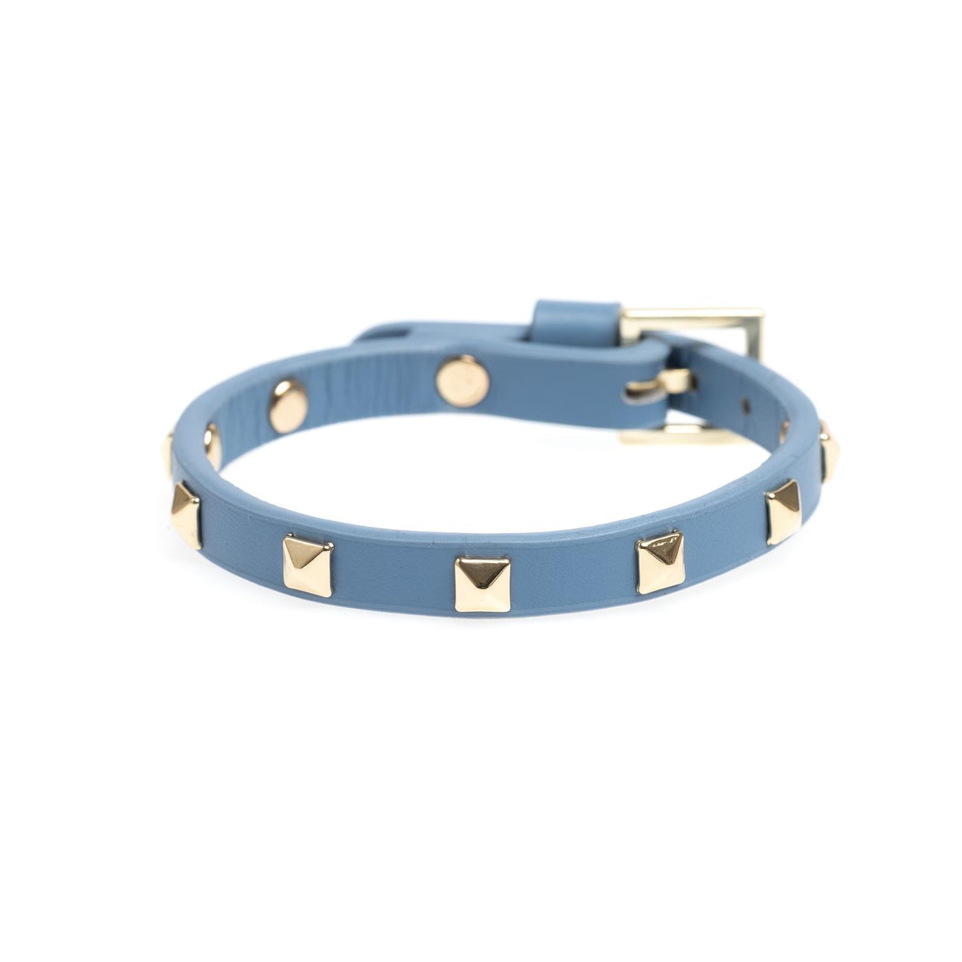 Leather Stud Bracelet Mini/ grisalle blue