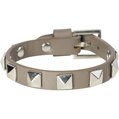 Leather stud bracelet / Taupe W/Silver