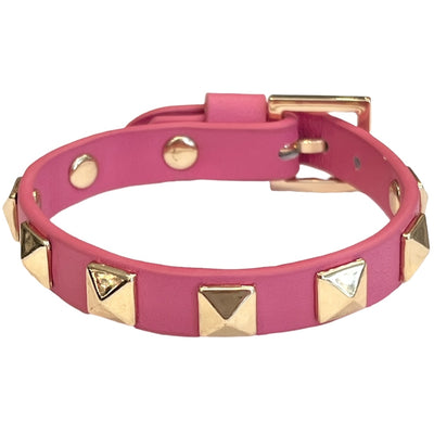 Leather Stud Bracelet /pink
