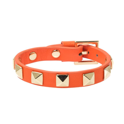 Leather Stud Bracelet/hot orange