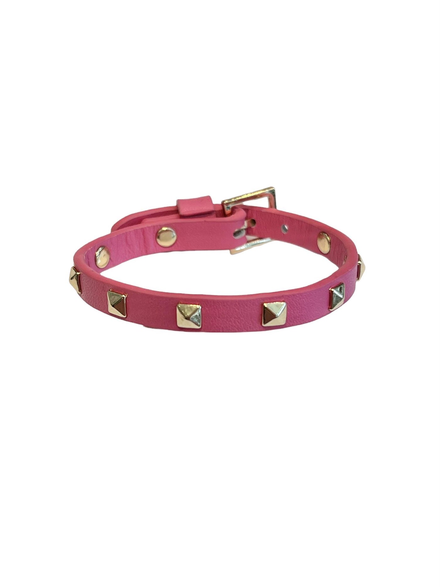 Leather Stud Bracelet Mini pink
